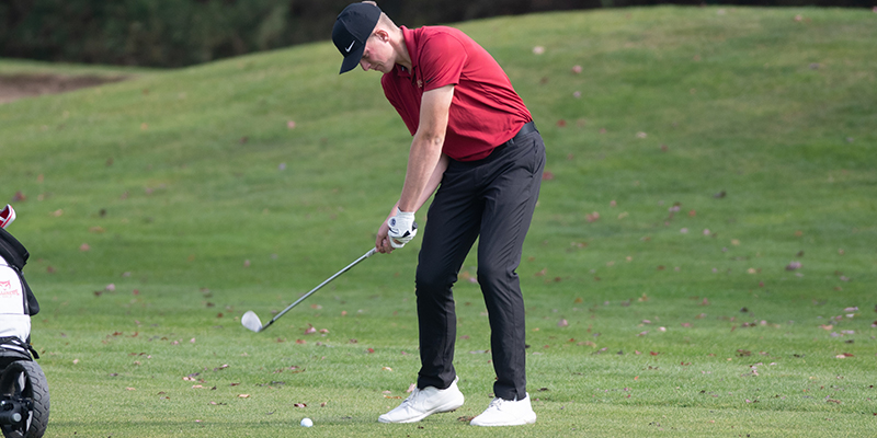 Alex Weirth ('23) begins the downward motion on a shot.